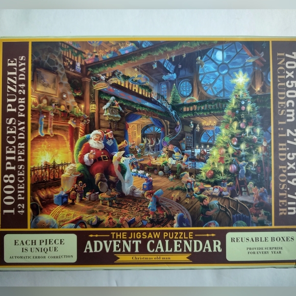 Jigsaw Puzzle Advent Calendar 1008 Pieces Puzzle 24 Days Christmas Old Man Santa - Picture 5 of 16